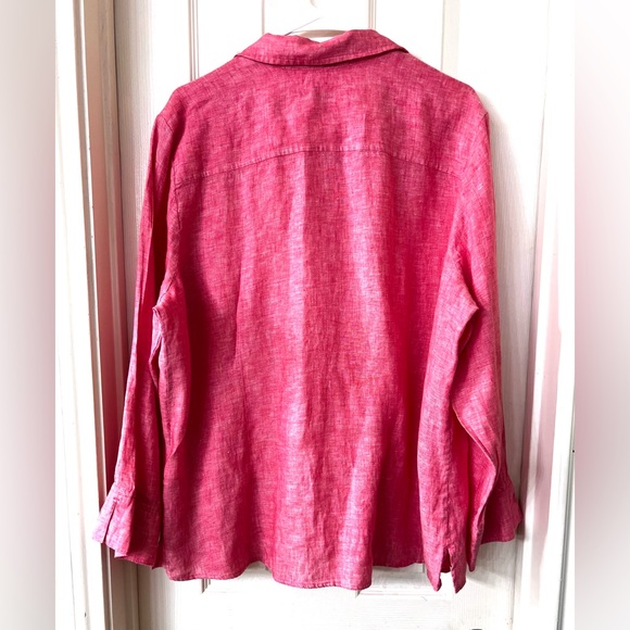 NEW Foxcroft XXL 100% Linen Button Up Shirt Pink Blouse Top - Picture 4 of 11